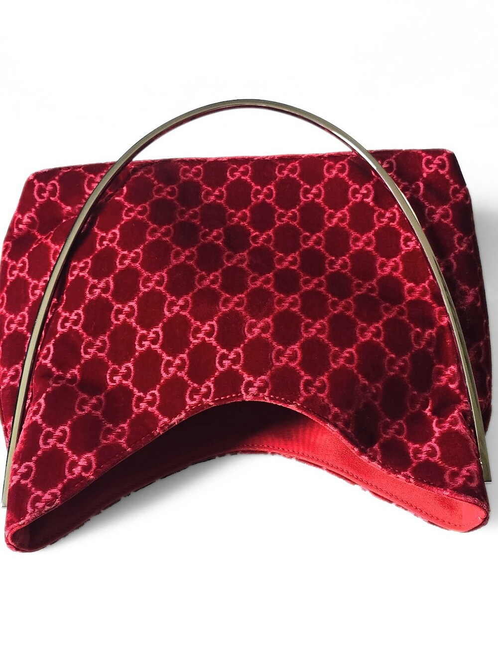 **SOLD*Gucci by Tom Ford 1997 Red Velvet GG Monogram Chrome Handle ASO The Nanny - Picture 9 of 16